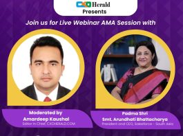 Webinar – AMA Session with Padma Shri Smt. Arundhati Bhattacharya, President and CEO at Salesforce, South Asia. Arundhati Bhattacharya, salesforce